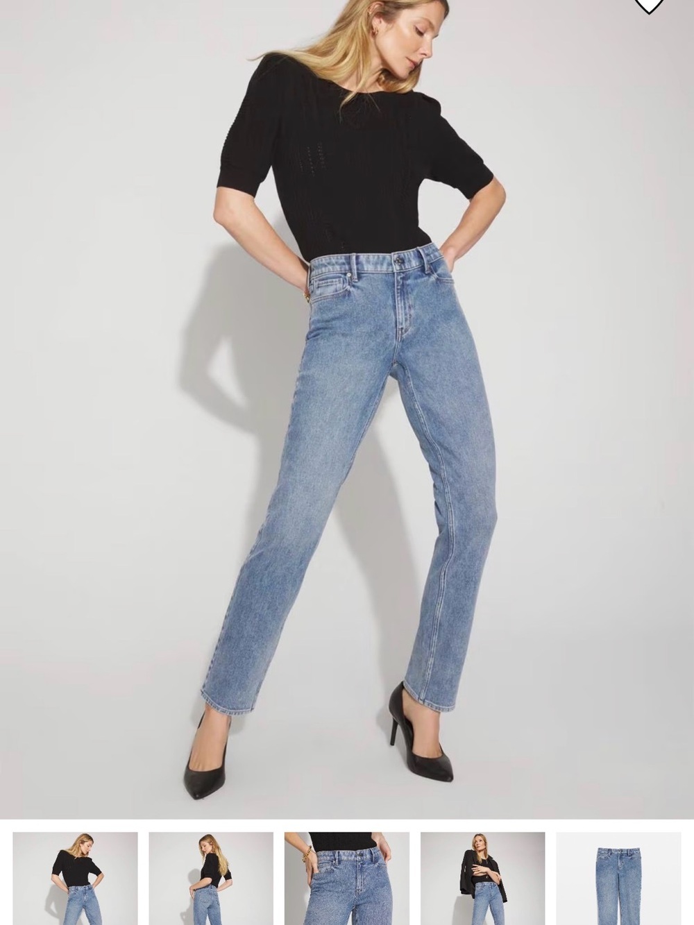 White House Black Market Women's Light Blue Mid Rise Slim Straight Jeans Size 12 - Picture 4 of 9